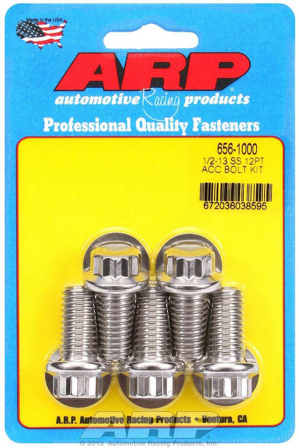 ARP S/S Bolt Kit - 12pt. (5) 1/2-13 x 1.000 656-1000