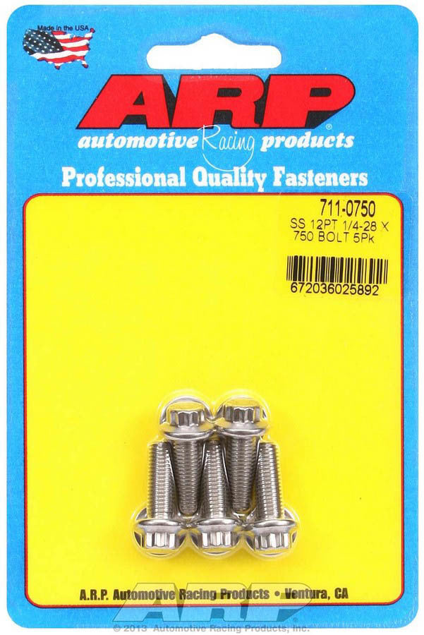 ARP S/S Bolt Kit - 12pt. (5) 1/4-28 x .750 711-0750