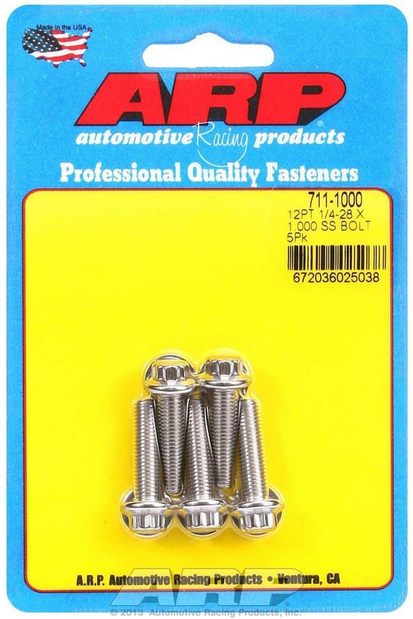 ARP S/S Bolt Kit - 12pt. (5) 1/4-28 x 1.000 711-1000