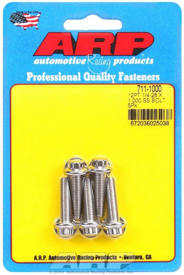 ARP S/S Bolt Kit - 12pt. (5) 1/4-28 x 1.000 711-1000