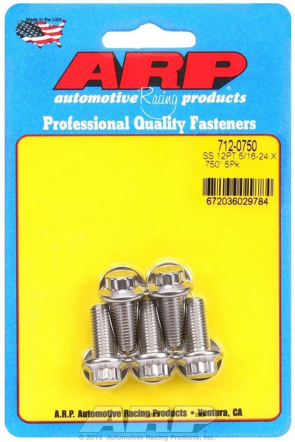 ARP S/S Bolt Kit - 12pt. (5) 5/16-24 x .750 712-0750