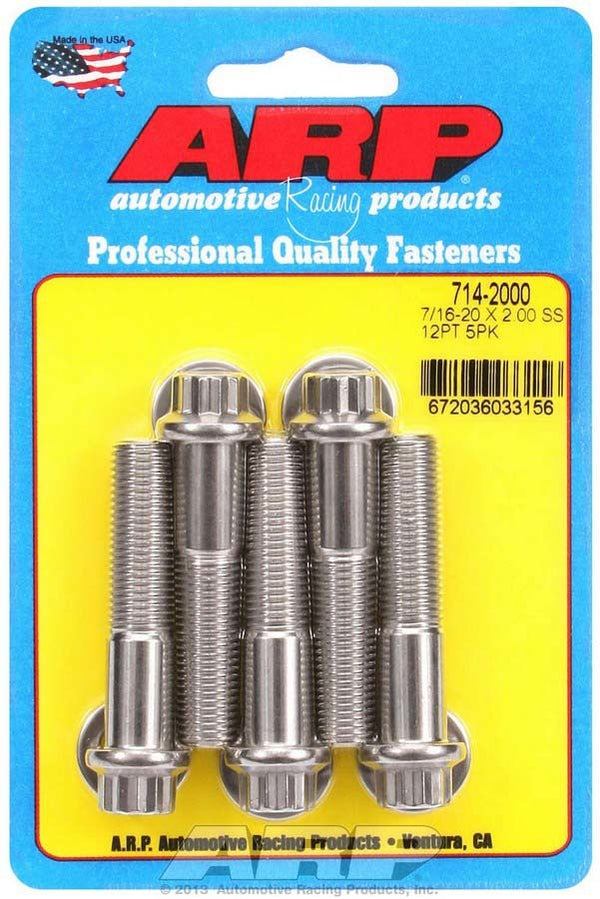 ARP 7/16-20 x 2.000 12pt SS Bolt Kit 5pk 714-2000