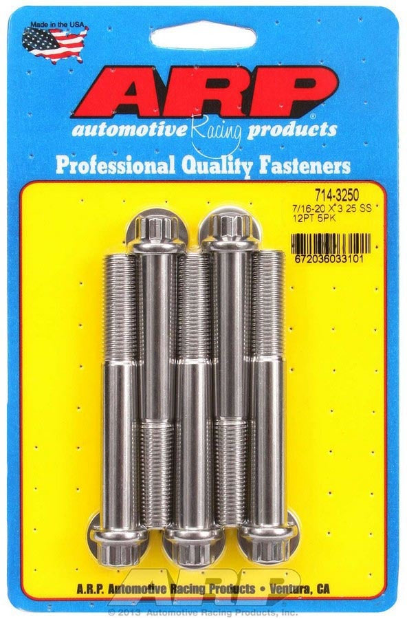 ARP 7/16-20 x 3.250 12pt SS Bolt Kit 5pk 714-3250