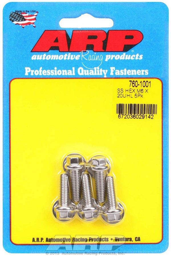 ARP S/S Bolt Kit - 6pt. (5) 6mm x 1.00 x 20mm 760-1001