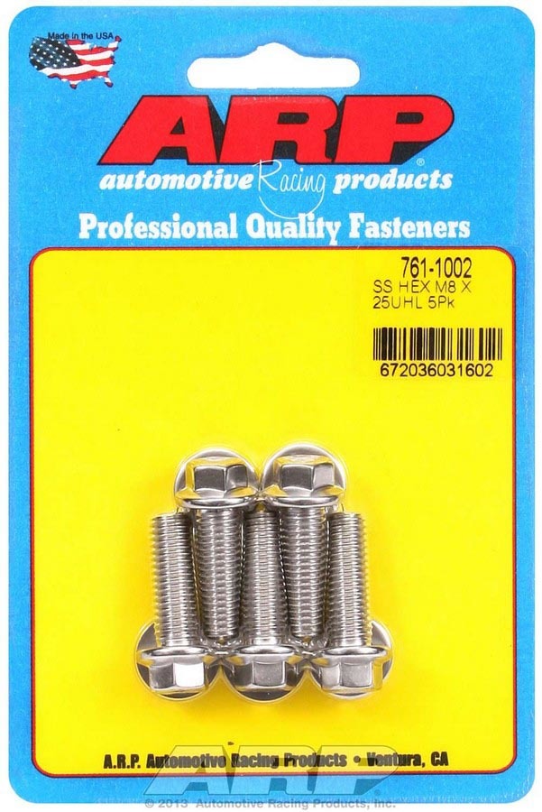 ARP S/S Bolt Kit - 6pt. (5) 8mm x 1.25 x 25 761-1002