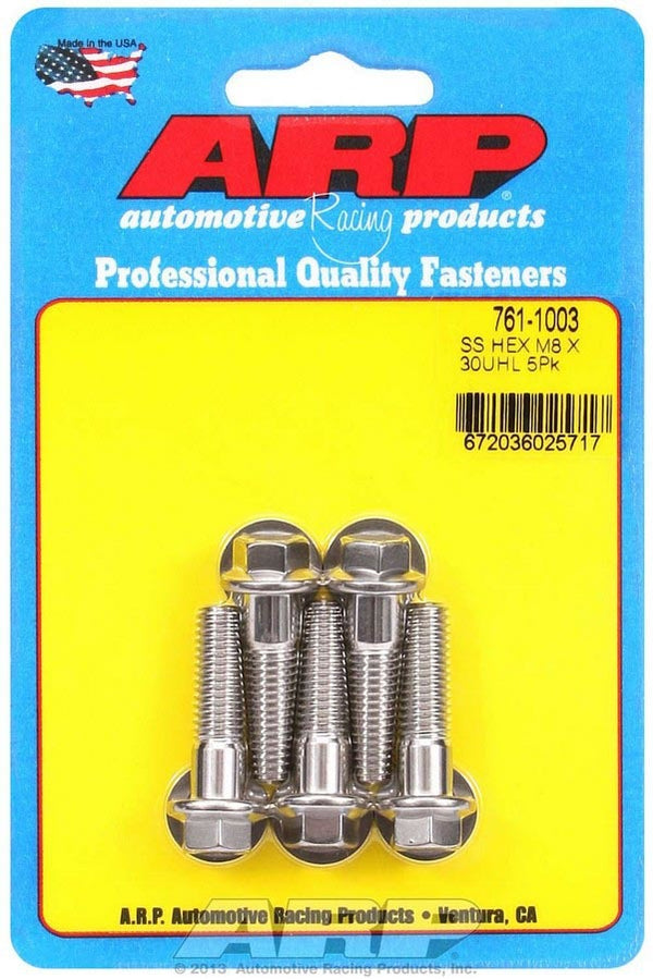 ARP S/S Bolt Kit - 6pt. (5) 8mm x 1.25 x 30 761-1003