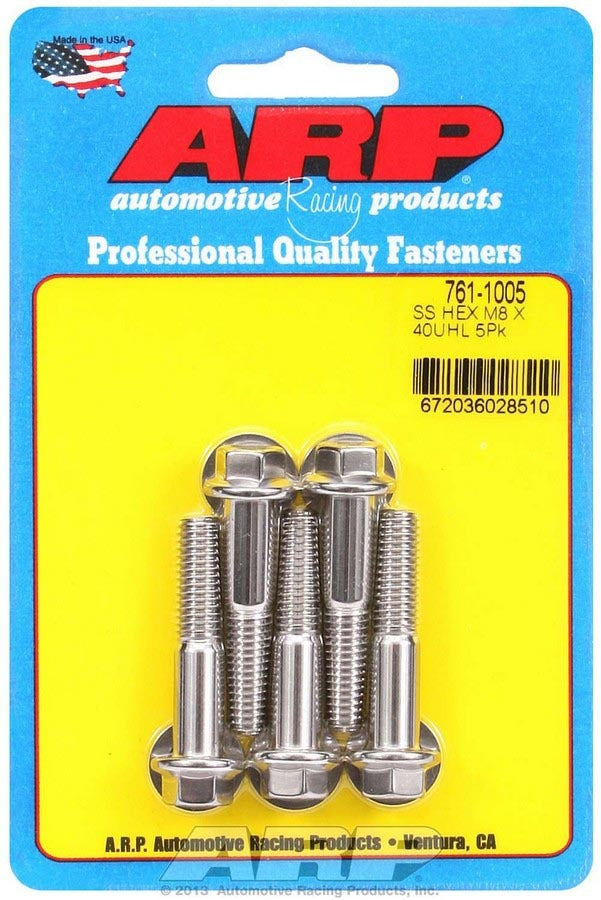 ARP 8mm x 1.25 x 40mm 6pt S/S Bolt Kit 5pk 761-1005
