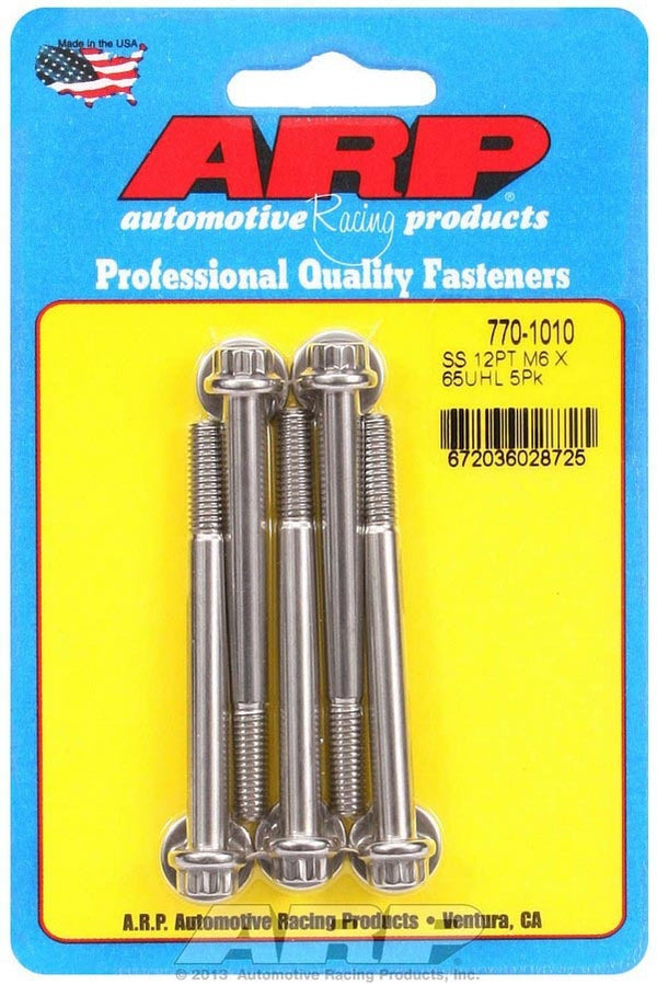 ARP S/S Bolt Kit - 12pt. (5) 6mm x 1.00 x 65 770-1010
