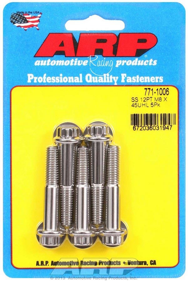 ARP S/S Bolt Kit -12pt (5pk) 8mm x 1.25 x 45mm 771-1006