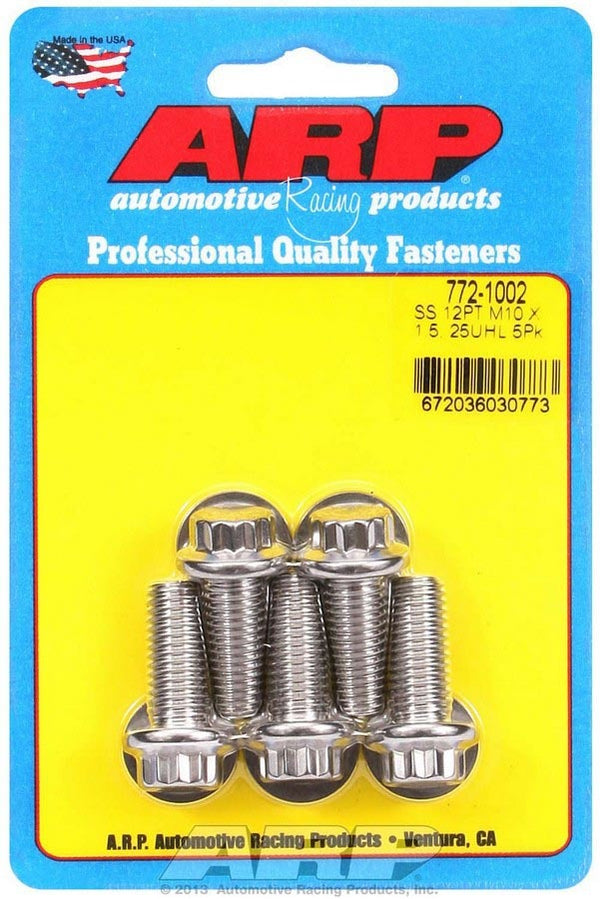 ARP S/S Bolt Kit - 12pt. (5) 10mm x 1.5 x 25mm 772-1002