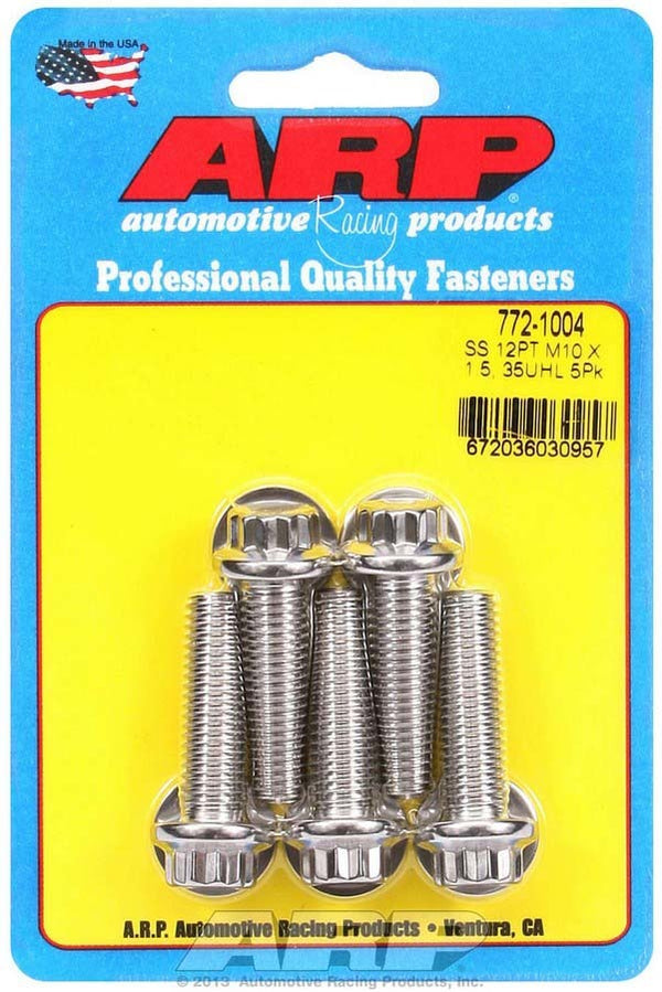 ARP S/S Bolt Kit - 12pt. (5) 10mm x 1.5 x 35mm 772-1004