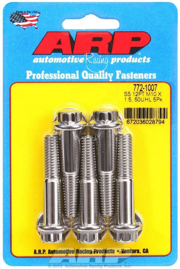 ARP S/S Bolt Kit - 12pt. (5) 10mm x 1.5 x 50mm 772-1007