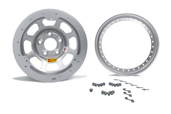AERO RACE WHEELS 15X10 2in 4.75 Silver Beadlock 53-004720S