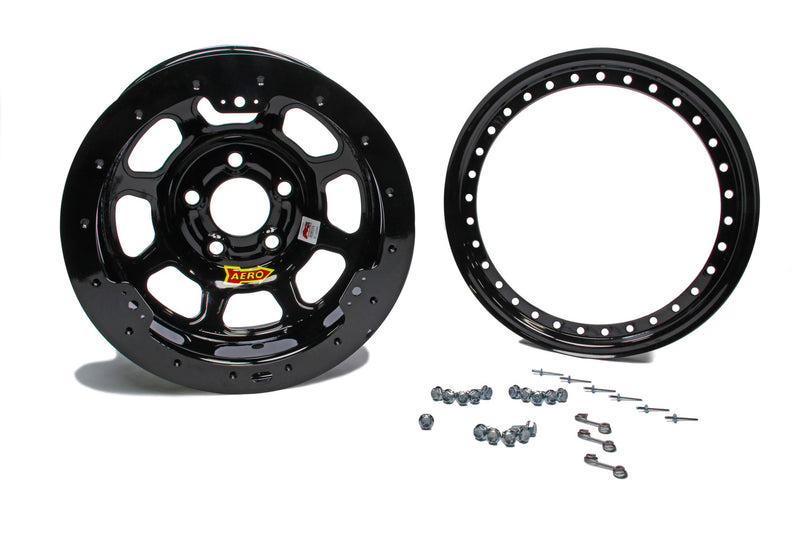 AERO RACE WHEELS 15x10 5in 5.00 Black Beadlock 53-105050B