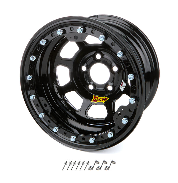 AERO RACE WHEELS Wheel 15x8 1in B/S Black w/ Black Ring 53-185010B