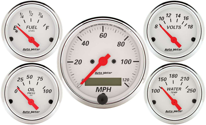 AUTOMETER Arctic White Gauge Kit W/Red Pointer 1302