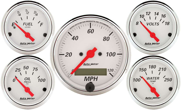 AUTOMETER Arctic White Gauge Kit W/Red Pointer 1302