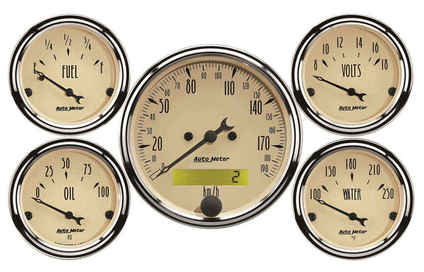 AUTOMETER A/B 5pc. Gauge Kit w/ Elec. Speedo - Metric 1809-M
