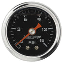 AUTOMETER 1-1/2in Pressure Gauge - 0-15psi - Black Face 2172