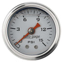 AUTOMETER 1-1/2in Pressure Gauge 0-15psi- White 2175