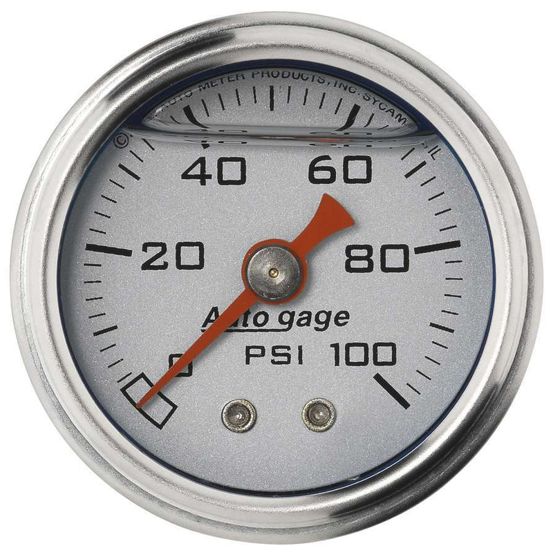 AUTOMETER 1-1/2in Pressure Gauge - 0-100psi - Silver Face 2180