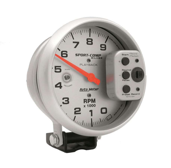 AUTOMETER 5in S/C Silver 9000 RPM Playback Tach 3964