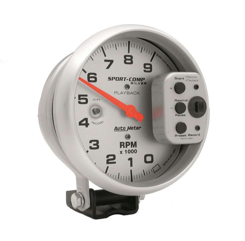 AUTOMETER 5in S/C Silver 9000 RPM Playback Tach 3964