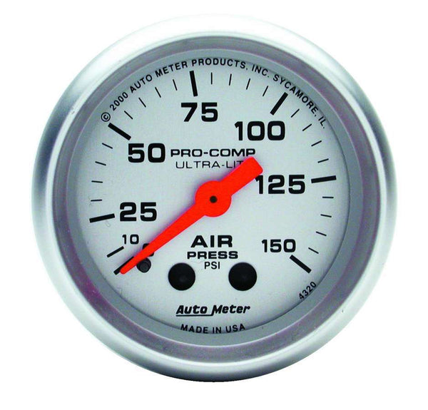AUTOMETER 2-1/16in U/L Air Press. Gauge 0-150psi 4320