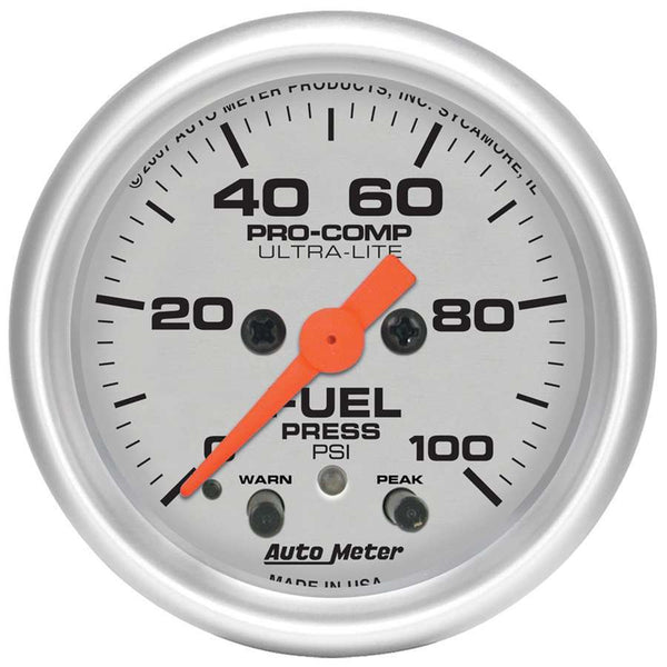 AUTOMETER 2-1/16 U/L Fuel Press Gauge 0-100psi 4371