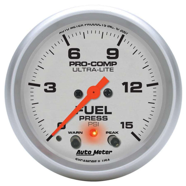 AUTOMETER 2-5/8in U/L Fuel Press. Gauge w/Peak & Warning 4470