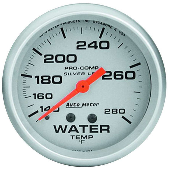 AUTOMETER Pro Comp 2-5/8in Silver Liq-Fill Water 140-280 4631