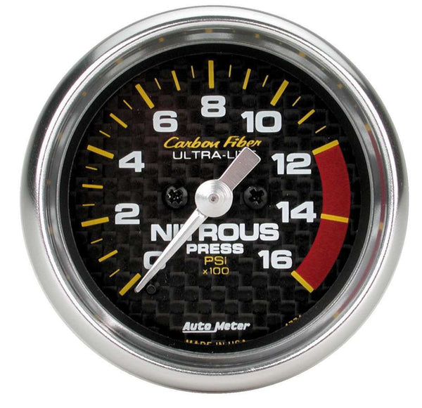 AUTOMETER 2-1/16in C/F Nitrous Press. Gauge 0-1600psi 4774