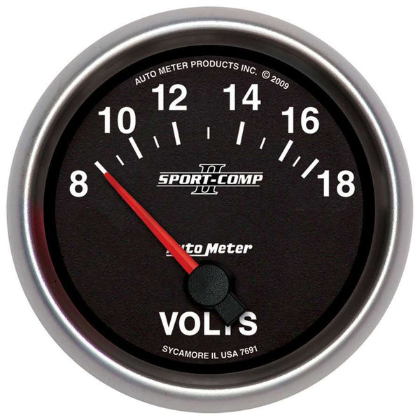 AUTOMETER 2-5/8 Gauge Voltmeter 18V Electric Sport-Comp 7691