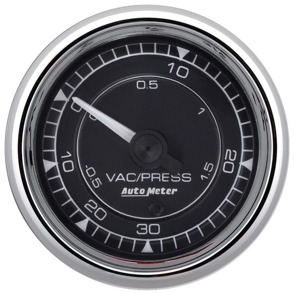AUTOMETER 2/16 Chrono Chrome Gauge Vac/Boost 30HG/30PSI 9759