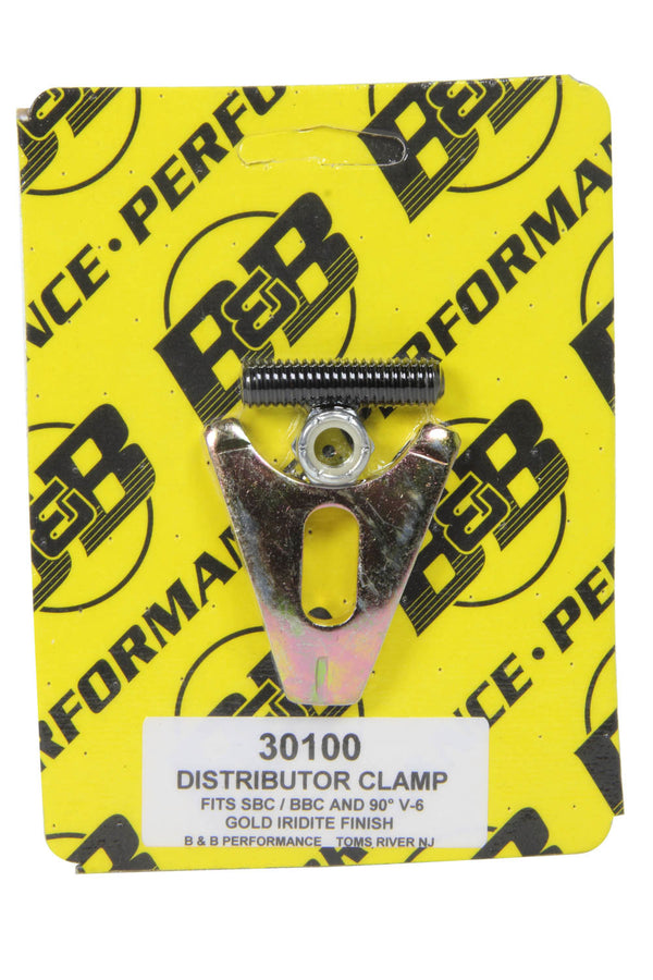 B and B PERFORMANCE PRODUCTS Distributor Clamp - Chevy V8- Gold 30100