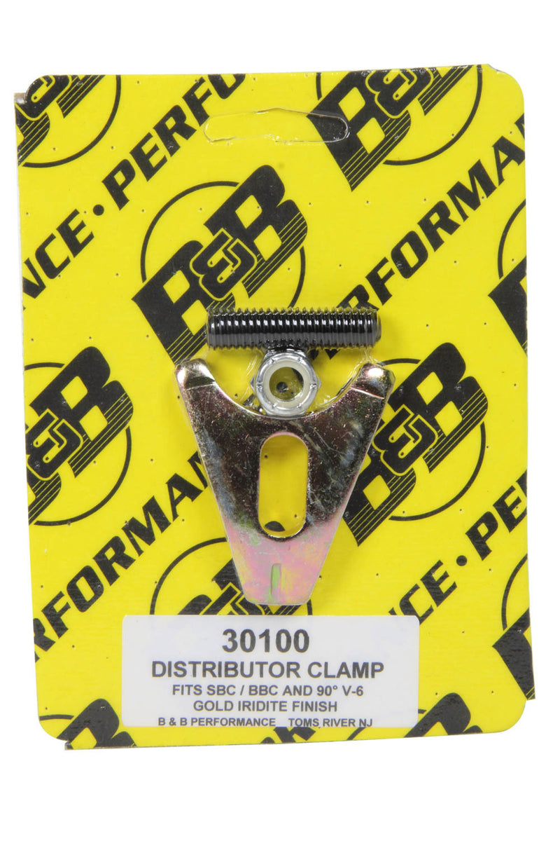 B and B PERFORMANCE PRODUCTS Distributor Clamp - Chevy V8- Gold 30100