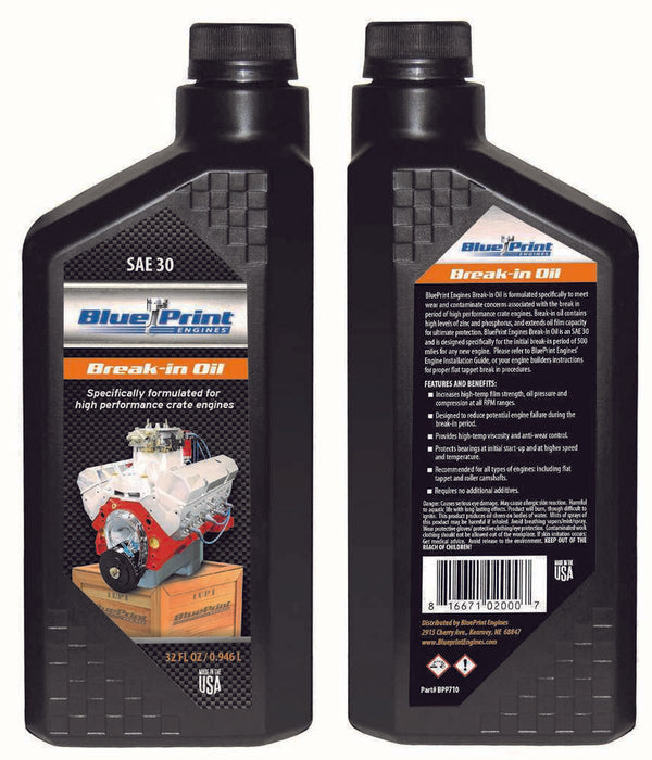 BLUEPRINT ENGINES Crate Eng Break In Oil SAE30 Quart BPP710
