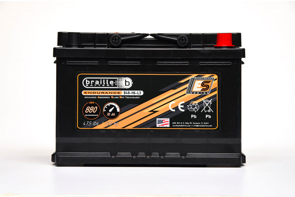 BRAILLE AUTO BATTERY 48-H6-L3 Endurance AGM Battery 880CCA B48-H6-L3