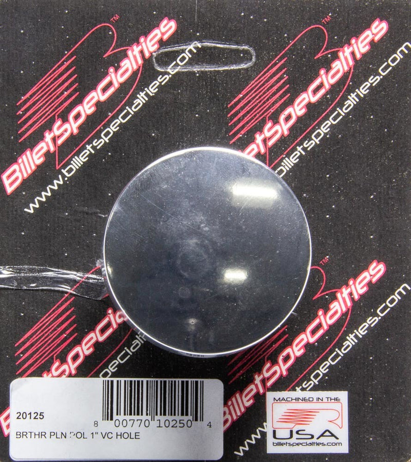 BILLET SPECIALTIES Plain Polished Breather For 1in VC Hole 20125