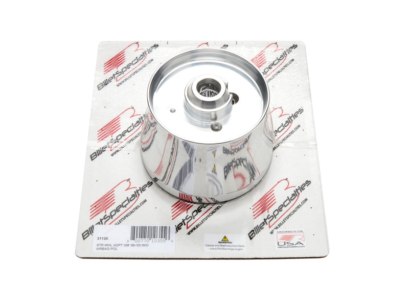 BILLET SPECIALTIES 96-03 GM Steering Wheel Adapter Polished 31126