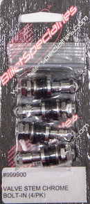 BILLET SPECIALTIES Valve Stem Chrome Bolt- In 4-PK 999900