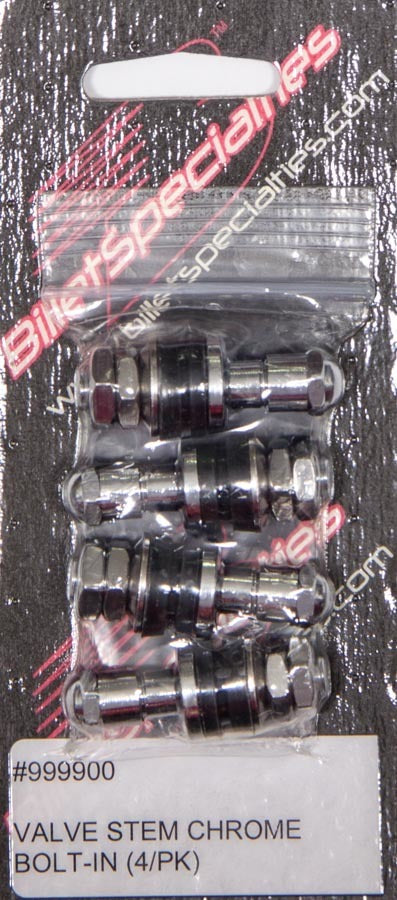 BILLET SPECIALTIES Valve Stem Chrome Bolt- In 4-PK 999900