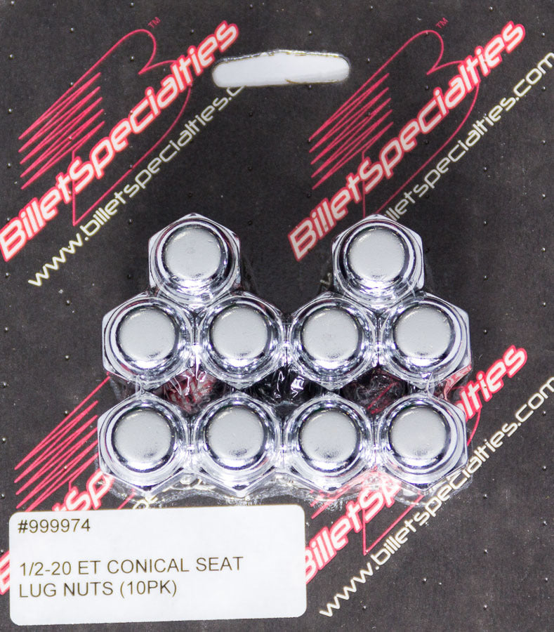 BILLET SPECIALTIES 1/2-20 ET Conical Seat Lug Nuts 10 Pack 999974