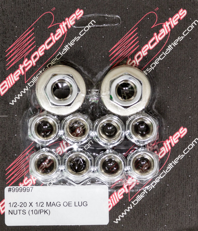 BILLET SPECIALTIES 1/2-20 X 1/2 Mag Lug Nuts (10/PK) 999997