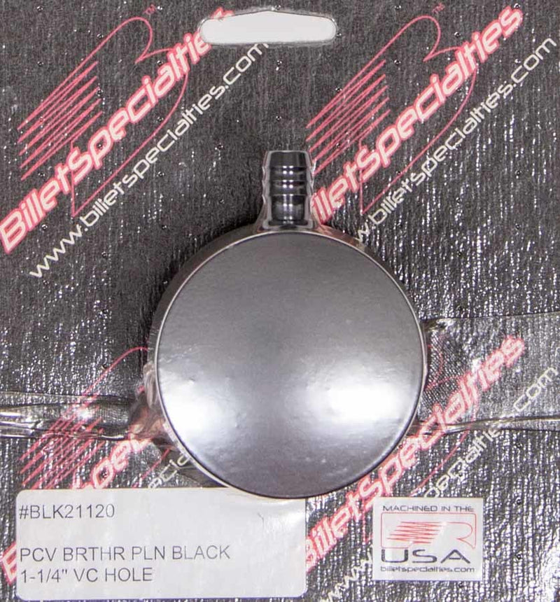 BILLET SPECIALTIES PCV Breather 1-1/4in VC Hole Black BLK21120
