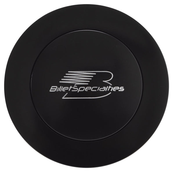 BILLET SPECIALTIES Horn Button Large Black Billet Specialties Logo BLK32625