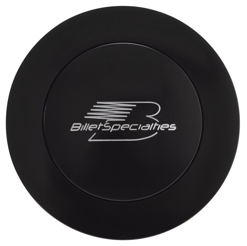 BILLET SPECIALTIES Horn Button Large Black Billet Specialties Logo BLK32625