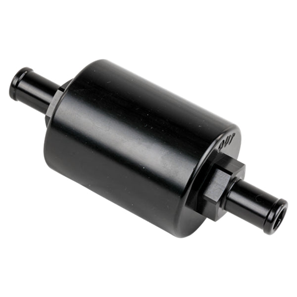 BILLET SPECIALTIES In Line Fuel Filter 3/8 in Barbed Black BLK42130