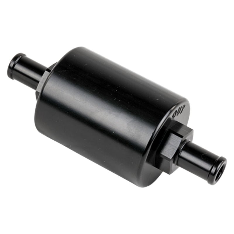 BILLET SPECIALTIES In Line Fuel Filter 3/8 in Barbed Black BLK42130