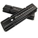 BILLET SPECIALTIES Valve Cover SBC Short Chevrolet Logo Black BLK95123